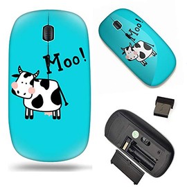 2.4G Slim Wireless Mouse with Nano Receiver , Portable Mobile Optical Mice for Notebook, PC, Laptop, Computer, MacBook -Cute Cow Saying Moo
