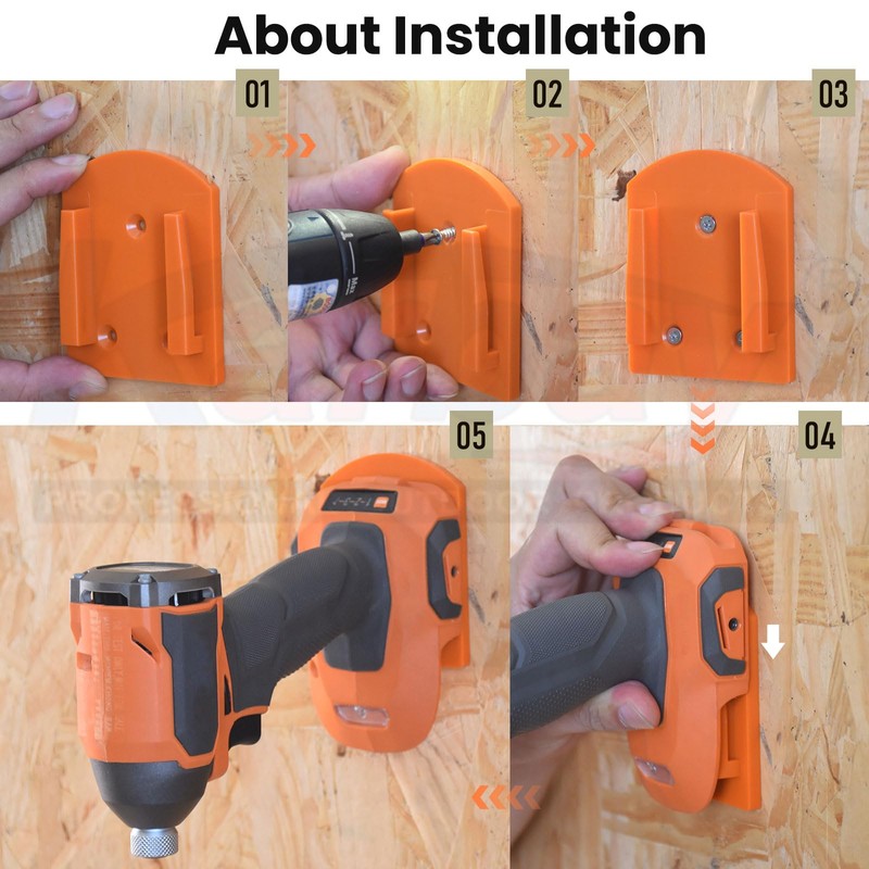 8-Pack Battery Wall Mount Holder & Drill Tool Mount -