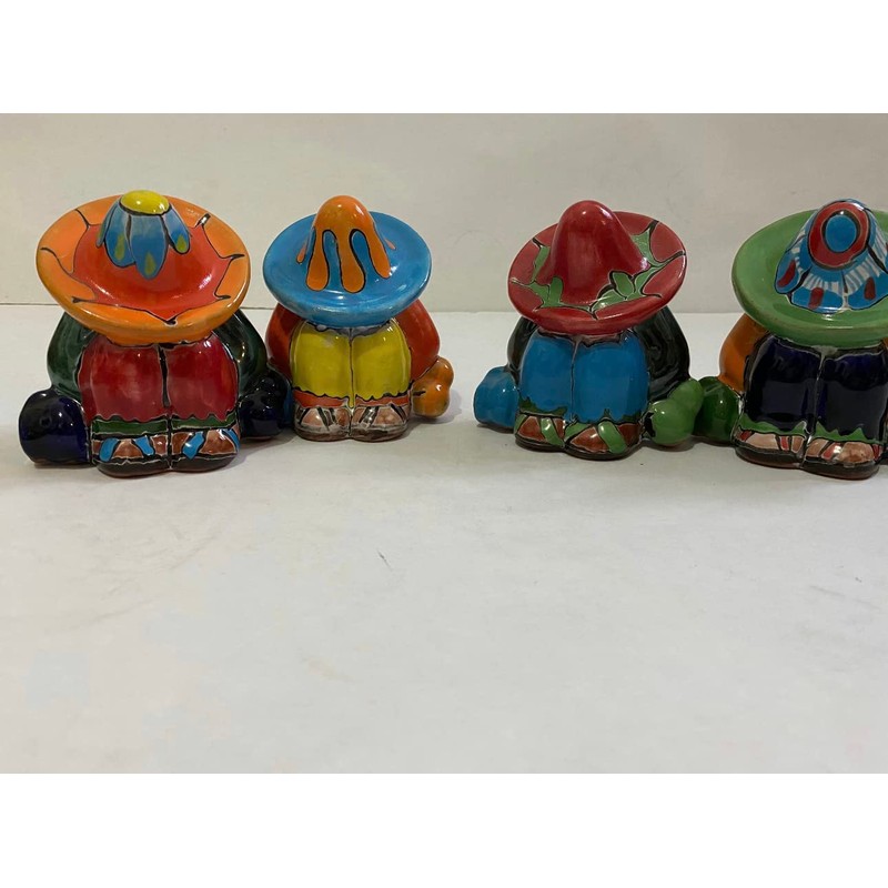 Small Talavera Ponchito Statue, Sleeping Man Statue Mexican Pottery Cowboy