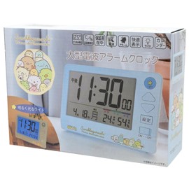 ALIAS AC21044SXSG Alarm Clock, Sumikkogurashi, Digital, Large Radio Alarm Clock, Everyone Attractive, Backlight, Snooze Function, Temperature and Humidity, Display, Blue