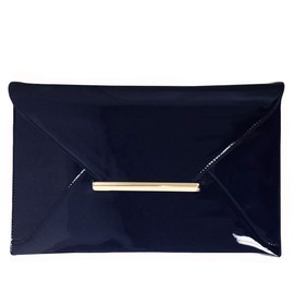JNB Faux Patent Leather Envelope Candy Clutch Bag, Navy, Medium