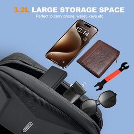 Febabilo Bike Bag for Bicycle, Bike Handlebar Bag Hard Shell Bicycle Front Pouch Waterproof 3.2L Large Storage Bag,Bike Frame Pack with Shoulder Strap Removable for Mountain Road E-bike Cycling(Black)