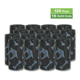 Parisian Pet Ecofriendly Dog Poop Bags Rolls - 320 Count Unscented Poop Bags For Dogs - Leakproof, Extra Thick, 16 Dog Waste Bags Refill Rolls - Printed Dog House Black Doggie Poop Bags