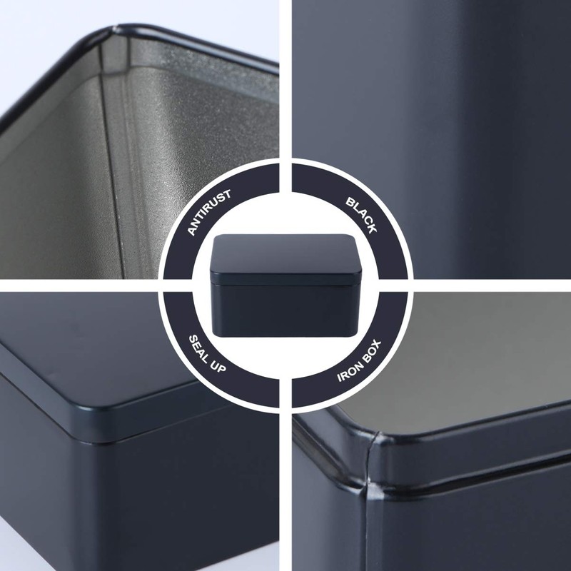 Zerodeko Rectangular tinplate box, mini portable tea storage container, metal