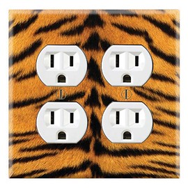 Graphics Wallplates - Tiger Skin - Quadplex Outlet Wall Plate Cover