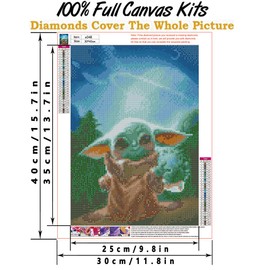 QUITEDEW DIY 5D Diamond Painting, Art Craft Kit for Beginners, Alien Baby Theme, Size 16x12inch