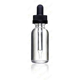 1 Oz (30 Ml) Clear Boston Round Glass Bottle w/Child Resistant Glass Dropper - Pack of 12