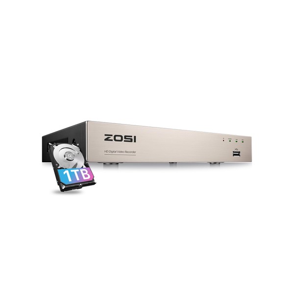ZOSI 3K Lite 8 Channel Hybrid 4 in 1 HD TVI CCTV DVR,AI Human/Vehicle Detection,Mobile Remote Access,8CH 1080P H.265+ Surveillance Video Recorders with 1TB Hard Drive for Home Security Camera System