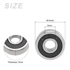 METALLIXITY Deep Groove Ball Bearings (605-2RS, 5mm x 14mm x 5mm) 4Pcs, Carbon Steel Double Shielded Industrial Bearings - for Industrial Micro Motor