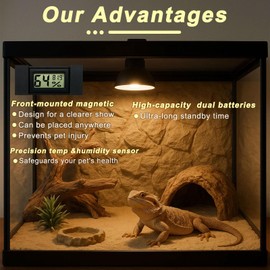 2pcs Magnetic Reptile Thermometer and Humidity Gauge,Fast Accurate Hygrometer Thermometers Terrarium Tank Accessories,for Bearded Dragon,Jumping Spider,Snake,Tortoise,Crab,Ball Python,Gecko (Black)
