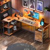 Huuger L Shaped Desk with Power Outlets, 63 Inch Reversible