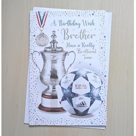 Brother Birthday Card - Mens Male Football - Size: 23cm x 15.5cm (9"x6") (C*)