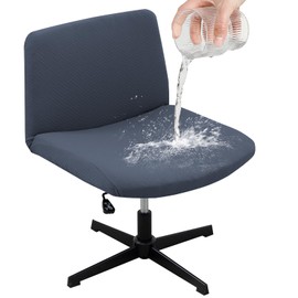 LiveGo Armless Chair Slipcover 100% Waterproof Armless Office Desk Chair Cover Knitted Jacquard Modern Vanity Chair Cover Wide Seat Criss Cross Chair Cover Mid Back Accent Chair Cover