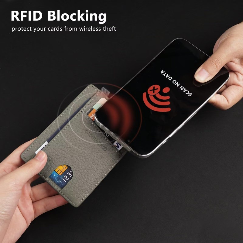 GADIEMKENSD Card Holder RFID Blocking Genuine Leather Slim Card Wallets,