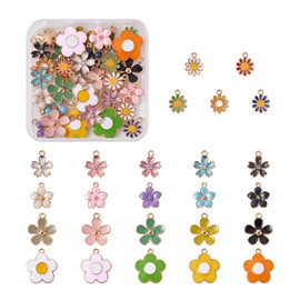 PandaHall Alloy Enamel Flower Charms Beads for DIY Necklace Bracelet Earrings Jewelry Making, Metal