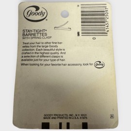 Goody Stay Tight Hair Barrettes 1975 #906 USA Vintage NOS PINKISH WHITE NEW
