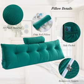 Gpround Wedge Headboard Pillows + Head Roll Pillow Bed Wedge Pillow for Headboard Large Bolster for Bed Rest Reading Pillows Backrest Pillows for Sitting in Bed