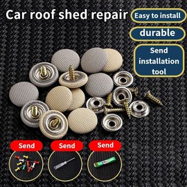 Car roof cloth falling off repair special buckle fixing buckle interior renovation flannel plaid cloth buckle:_grey 50pcs_[Free screwdriver + ruler + thumbtack + towel]