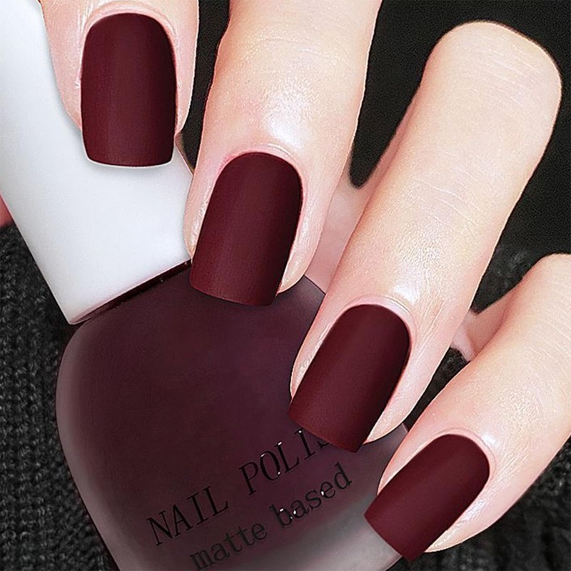 COSMOO Cherry Red Matte Nail Polish, Wine Red Quick Dry