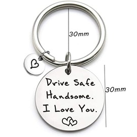 Drive Safe Keyring I Love You Keyring Boyfriend Husband Gift Driver Birthday Gifts for Him Boyfriend Husband Gifts, Silver, silver