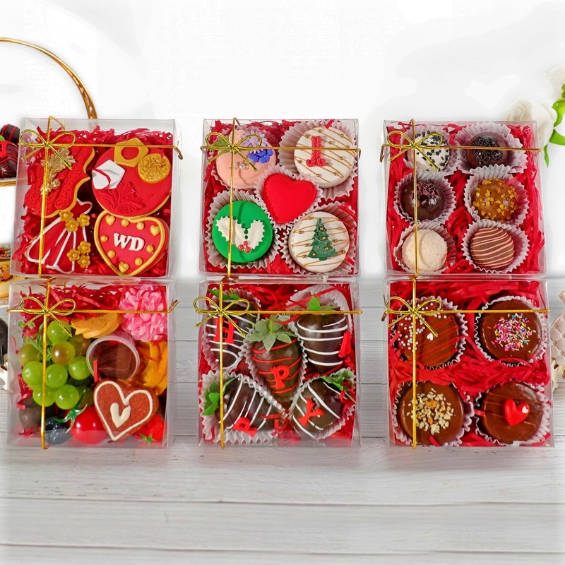SLShePack 50Pack 5x5x2Inches Clear Bakery Boxes Chocolate Covered Strawberries Boxes