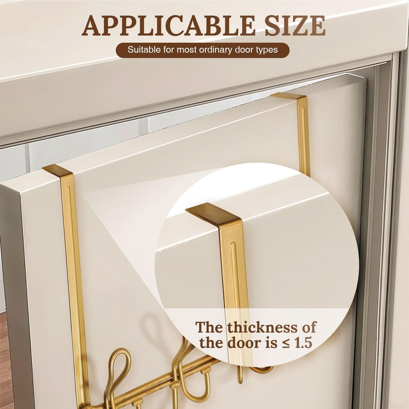 FantasHome Double Prong Over The Door Hook Rack with 12