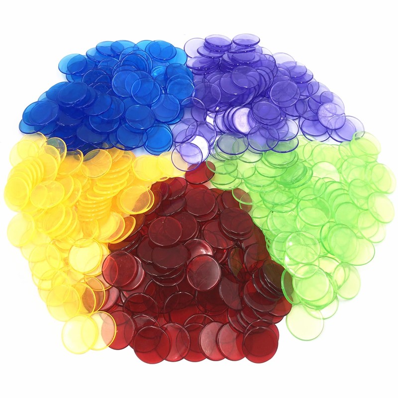 Yuanhe 500 Pieces 3/4 Inch Transparent Counting Chips for Bingo