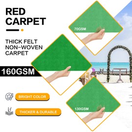 Grass Green Carpet Runner 3 X 15 Feet Runner Rugs for Party, Premium 160 GSM Felt Non-Woven Fabric Runway Rug for Party Wedding & Special Events,Rolled Package Without Creases (Grass Green, 3X15 ft)