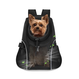 WOYYHO Pet Dog Carrier Backpack Small Dog Front Backpack Ventilated Mesh Dog Travel Back Pack with Safety Belt for Travel Hiking Cycling Outdoor Use (S (2-4.5 lbs), Black)