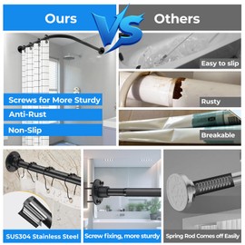 L Shaped Shower Curtain Rod, Adjustable Corner Shower Curtain Rod(30"-51.2"x30"-51.2"), 304 Stainless 90 Degree Curved Shower Curtain Rod for Bathroom,Bathtub,Clothing Store,Locker Rooms,Private Space