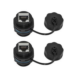 RJ45 Panel Mount Waterproof Connector IP68 Cable Connector, Female to Female, with Shielding Cable Coupler-CAT6-YMP23-Blue-2 PCS