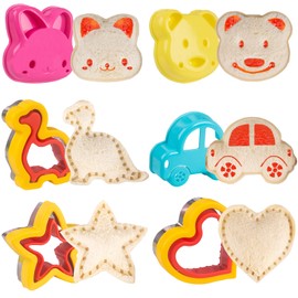 Muswarm 6 PCS Sandwich Cutters and Sealers Set, Uncrustable Crustless Sandwich Maker for Kids Lunch, Cookie Cutters for Boys Girls, Dinosaur Heart Star Bear Rabbit Car Shape