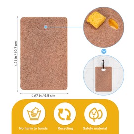 Biodegradable Natural Kitchen Sponge Eco Scratch Free Compostable Cellulose Sisal and Coconut Scouring Pad 12 Pack (Brown)
