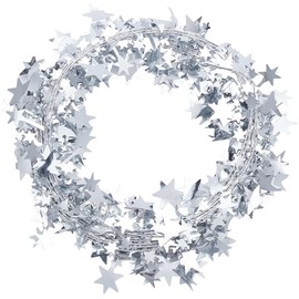 SOFPLATE Pack of 4 98.4 Feet Silver Tinsel Garland, Metallic Wire Garland with Iron Wire, PVC Glitter, Sparkling Stars, Christmas Tree Garlands, Ornaments for Christmas Tree, Christmas, Wedding