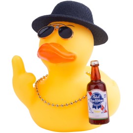 MuMyer Rubber Duck Car Ornament, Unique Yellow Duck Car Dashboard Decorations Accessories with Top Hat Sunglasses Necklace and Cute Prop (3.54 Inches, Black)