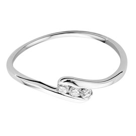 Orovi 9ct White Gold 3 Brilliant 0.09ct Diamond Engagement Ring, Gold, Diamond