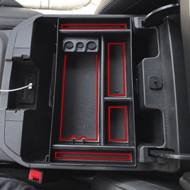 EDBETOS Center Console Organizer Tray Compatible with Chevy Silverado 1500/ Sierra 1500 2019-2022 Accessories and 2020-2023 Silverado/Sierra 2500/3500 HD Armrest Box Full Console w/Bucket Seats,Red