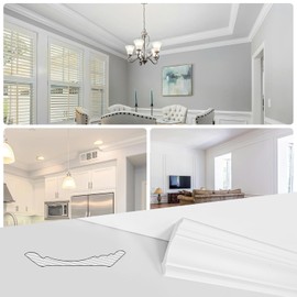 Art3d 8 Pack, 8 ft Each (64 ft Total) High Impact PS Ceiling Crown Molding, Wall Molding Trim, Lightweight, Paintable Decorative Trim for Walls and Ceiling Transitions (White)