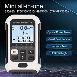 Medidor de Potencia óptica, Medidor de Potencia de Fibra óptica 3 en 1 con 10 Longitudes de Onda FC/SC/ST Probador de Fibra de Interfaz Universal con Calibración y Cálculo