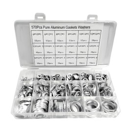 SHMZK 570 PCS Crush Washer Oil Drain Plug, 18 Sizes Aluminum Oil Drain Plug Gaskets Assortment Kit, M6 M8 M10 M12 M14 M16 M18 M20 M22 M24 Automotive Engine Oil Drain Plug Washer