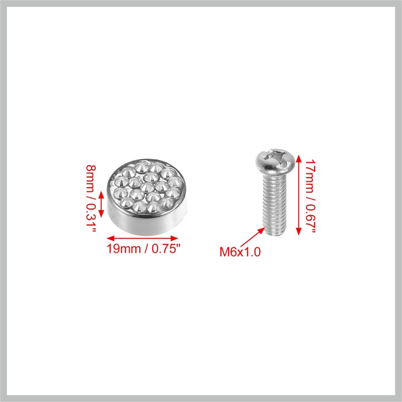 RATCHROLL 1 Set Bling Car License Plate Fasteners Screws Caps