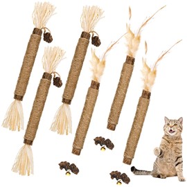 Dacitiery Silvervine Chew Sticks Cat Toys, 6 Pack Natural Cat Teeth Nip Cleaning Teeth Chew Catnip Toys for Indoor Cat Teeth Cleaning Kitten Teething and Stress Release