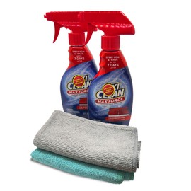 Oxi Max Force Spray - Laundry Stain Remover - 12 Ounce - (Pack of 2) with FIUL Microfiber Cleaning Cloth (Pack of 2)