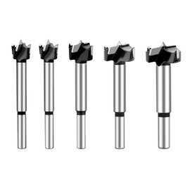 hsawbit 5PCS Forstner Drill Bit 15/20/25/30/35mm Hinge Cutter Carbide Tipped Forstner Bit for Kitchen Cupboard Hinges, Hard Wood Hole Saw Woodworking Drilling Hinge Drill Bit