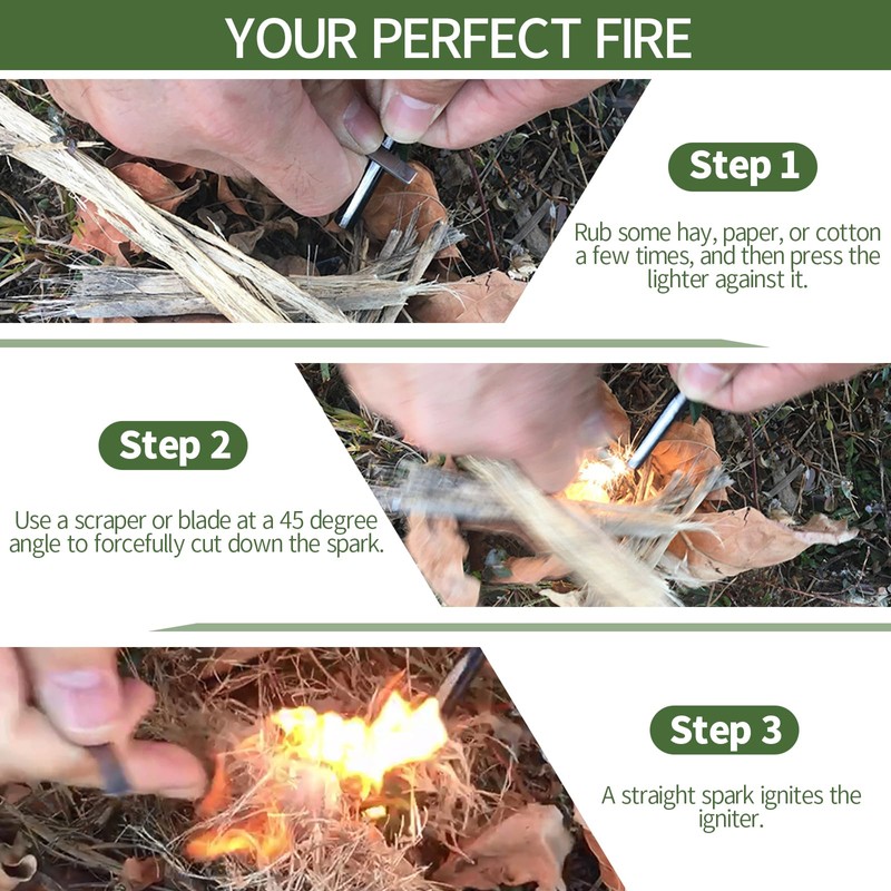 12.7 * 127mm Survival Ferrocerium Drilled Flint Fire Starter for