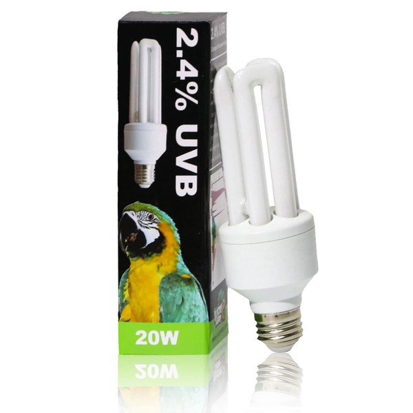LUCKY HERP UVA UVB Light Bulb for Birds 2.4 UVB 20W Compact Flourescent Lamp for All Kinds Captive Birds