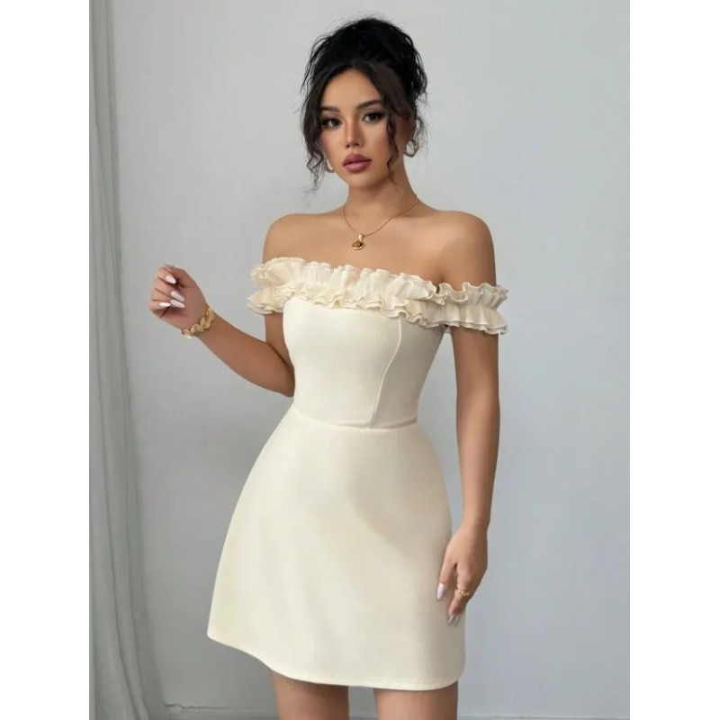 Vestidos De Fiesta Cortos De Encaje Sin Tirantes Para Mujer