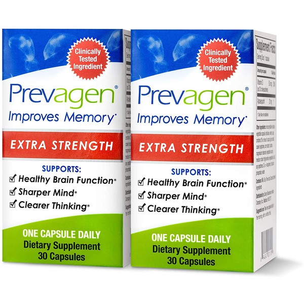 Prevagen Improves Memory - Extra Strength 20mg, 30 Capsules |2 Pack| with Apoaequorin & Vitamin D|Brain Supplement for Better Brain Health, Supports Healthy Brain Function & Clarity|Memory Supplement