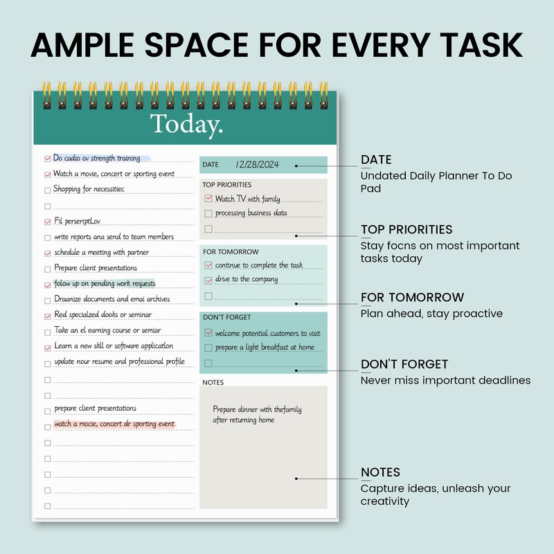KMQOY To Do List Notepad - Daily Planner Pad Undated