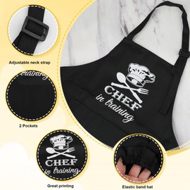 2 Pcs Kids Apron and Chef Hat Set, “CHEF in training” Apron, Set-Adjustable Child Apron for Boys and Girls for Cooking Baking